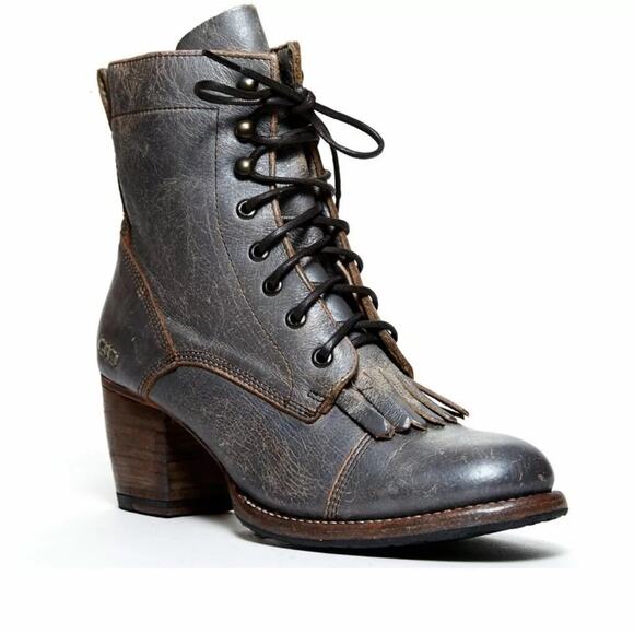 Bed Stu Shoes - BED | STU - FINIS - SMOKE GRAY LUX - Women's Kiltie Boots Bootie Heels -Size 6.5